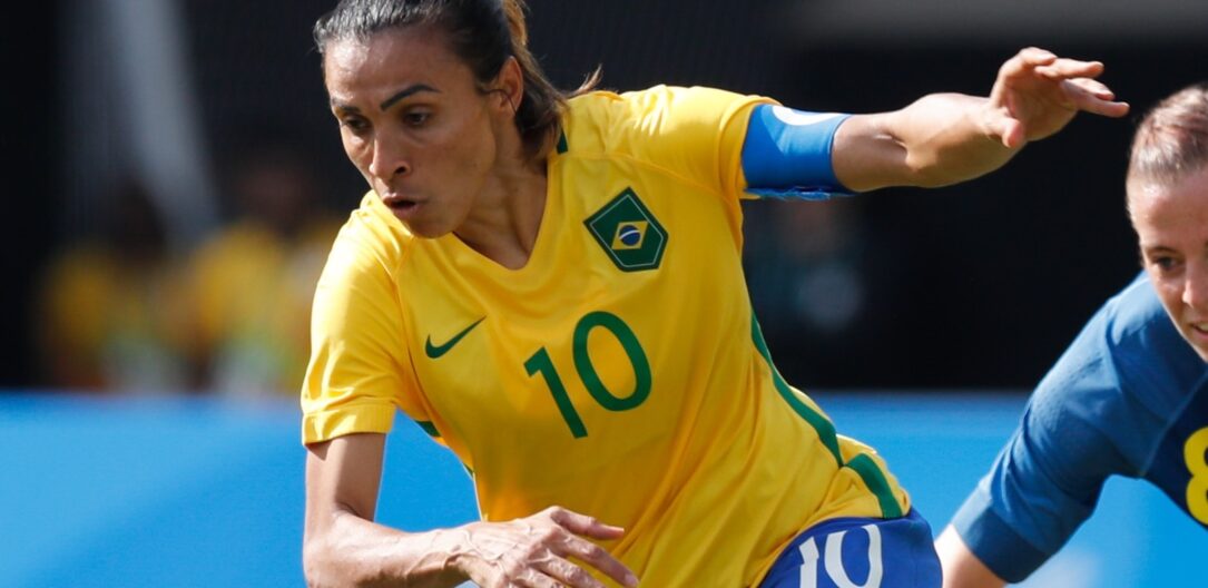 Foto que ilustra matéria sobre mulheres no esporte mostra a jogadora de futebol Marta