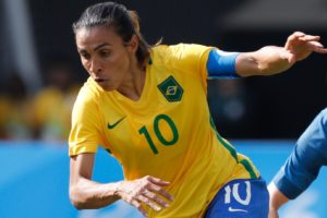 Foto que ilustra matéria sobre mulheres no esporte mostra a jogadora de futebol Marta