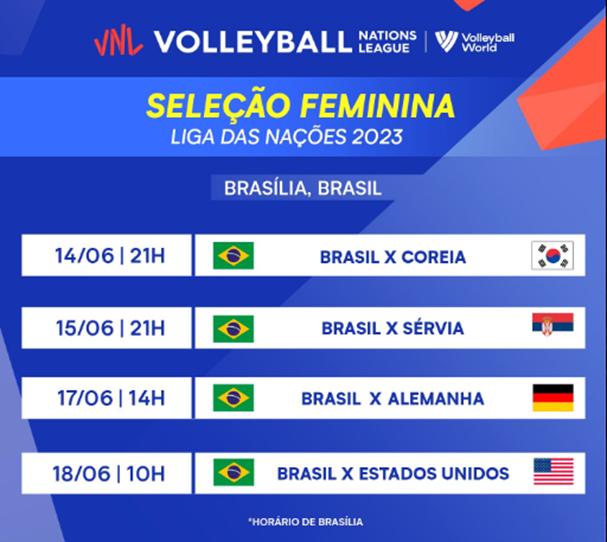 Horário do jogo do Brasil vôlei feminino hoje ao vivo: Brasil x Alemanha -  17/06